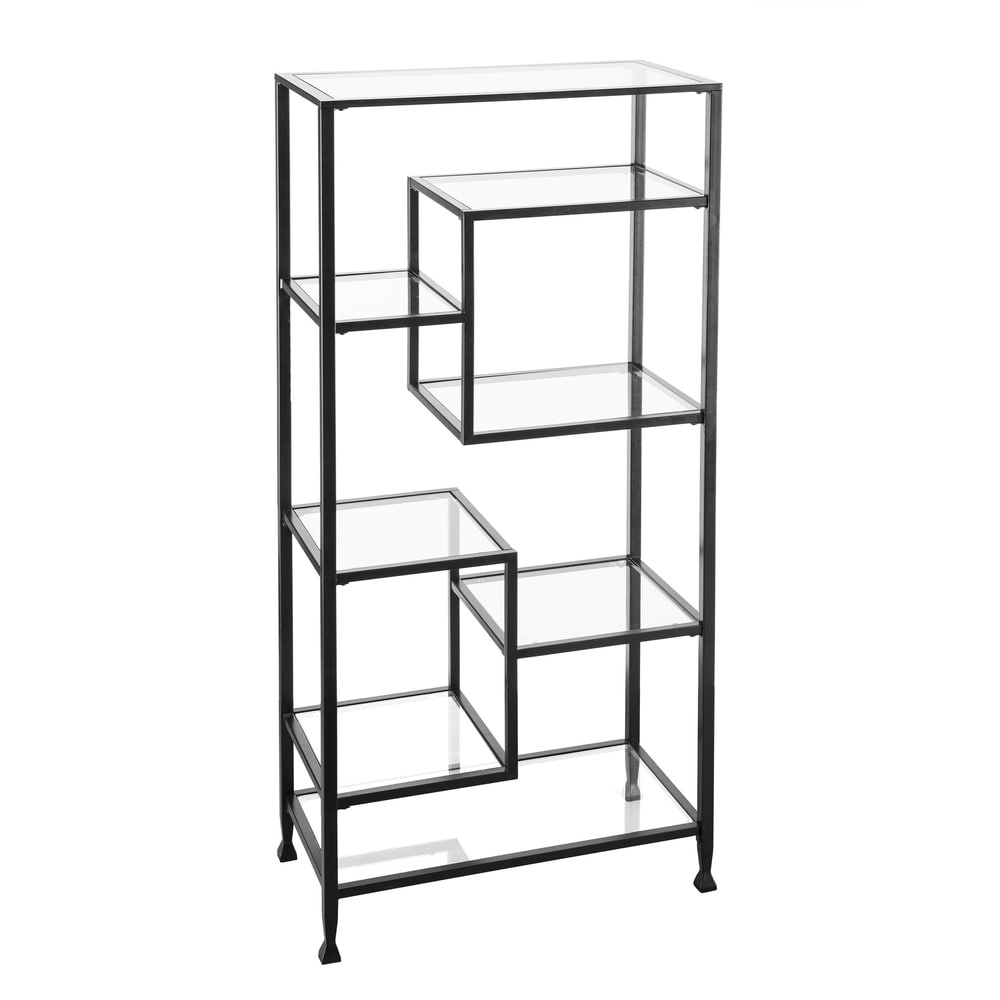 SEI Furniture Jensen Metal Asymmetrical Display Bookcase Etagere