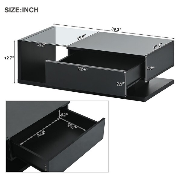 Modernist 2-Tier Coffee Table with Tempered Glass and High-Gloss UV Surface