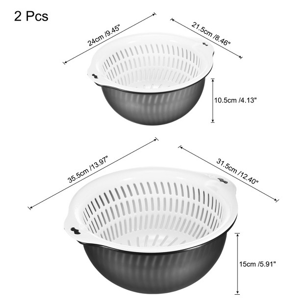 Unique Bargains Colander Set Kitchen Food Strainer Bowl Vegetable Washer Basket