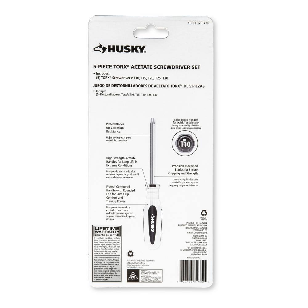 Husky Torx Screwdriver Set (5-Piece) H5PCTORXSDS