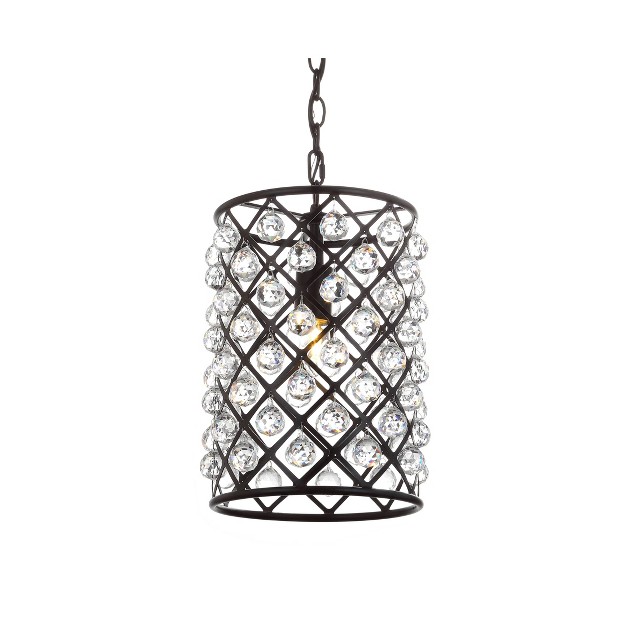 Crystal metal Gabrielle Pendant includes Energy Efficient Light Bulb Black Jonathan Y