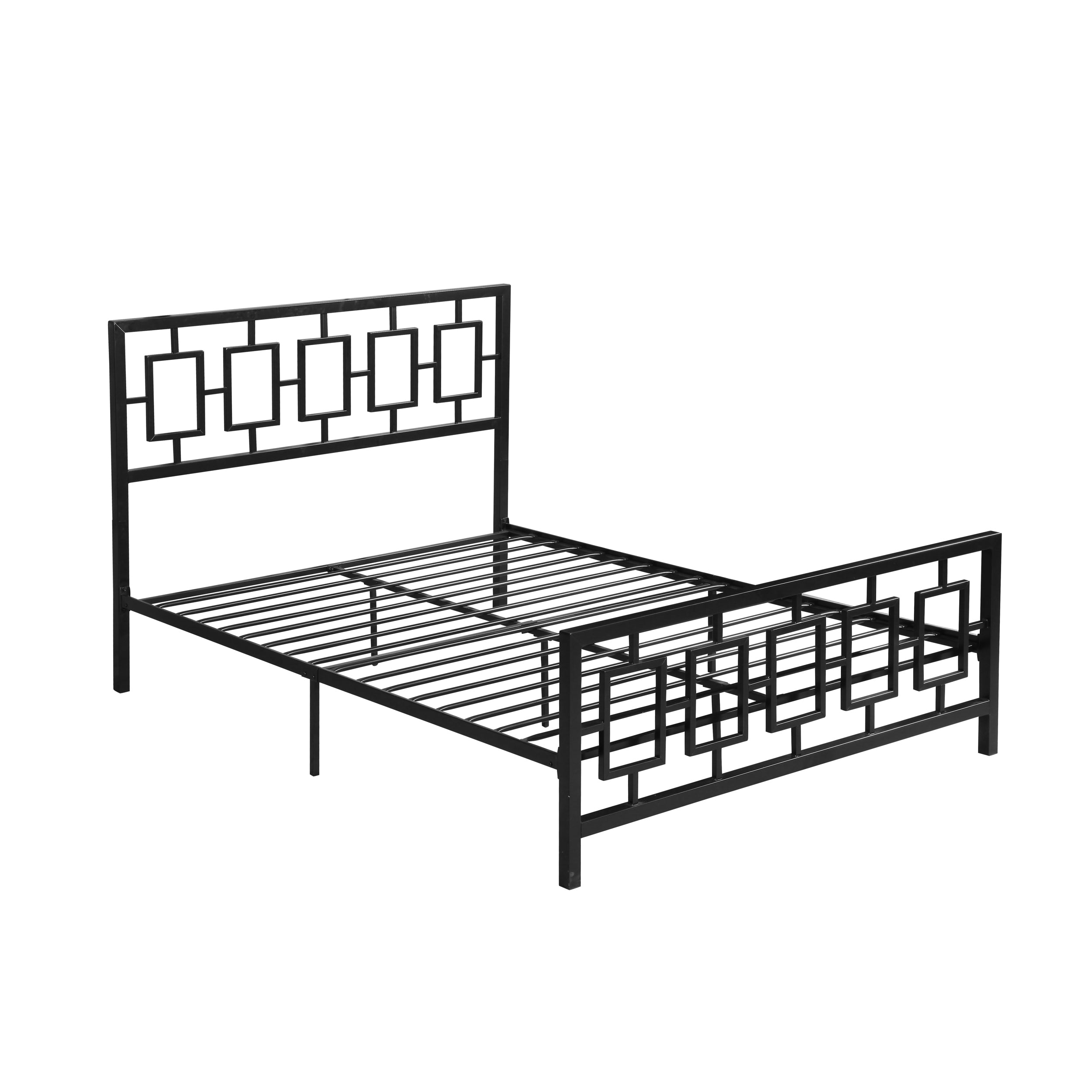 Dawn Queen-Size Geometric Platform Bed Frame, Iron, Modern, Low-Profile