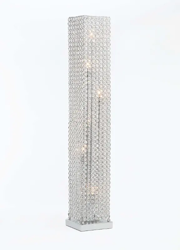 Chrome and Crystal Pillar Floor Lamp