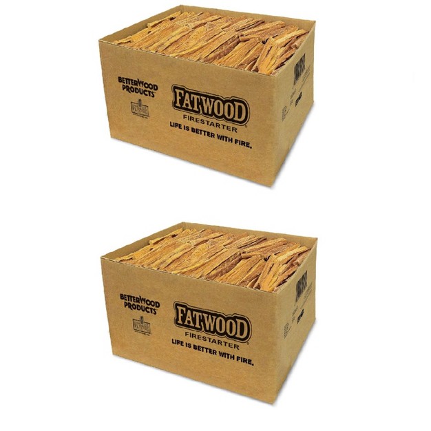 Betterwood Natural Hand Split Fatwood 25 Pound Firestarter 2 Pack Campfire Bbq Or Pellet Stove Non toxic And Water Resistant