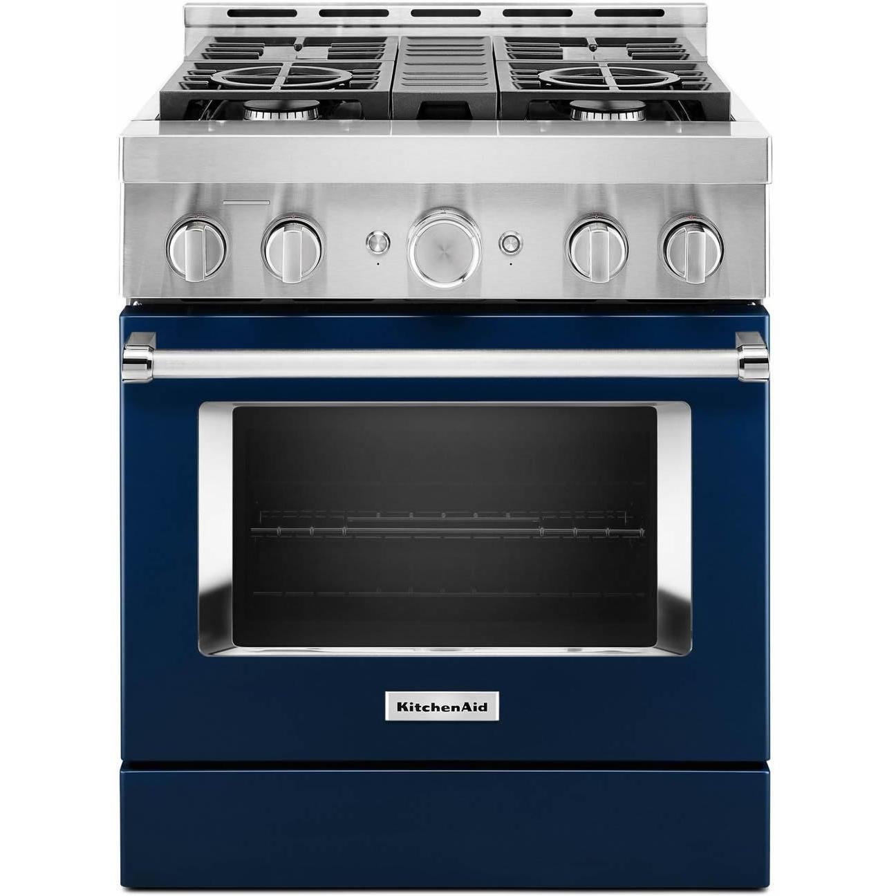 KitchenAid 30-inch Freestanding Gas Range with Even-Heat? True Convection KFGC500JIB