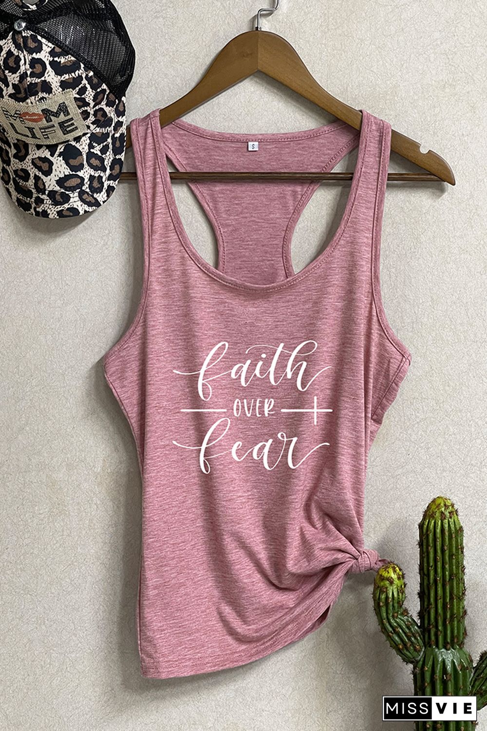 Faith Over Fear Printed Sleeveless Tank Top Wholesale