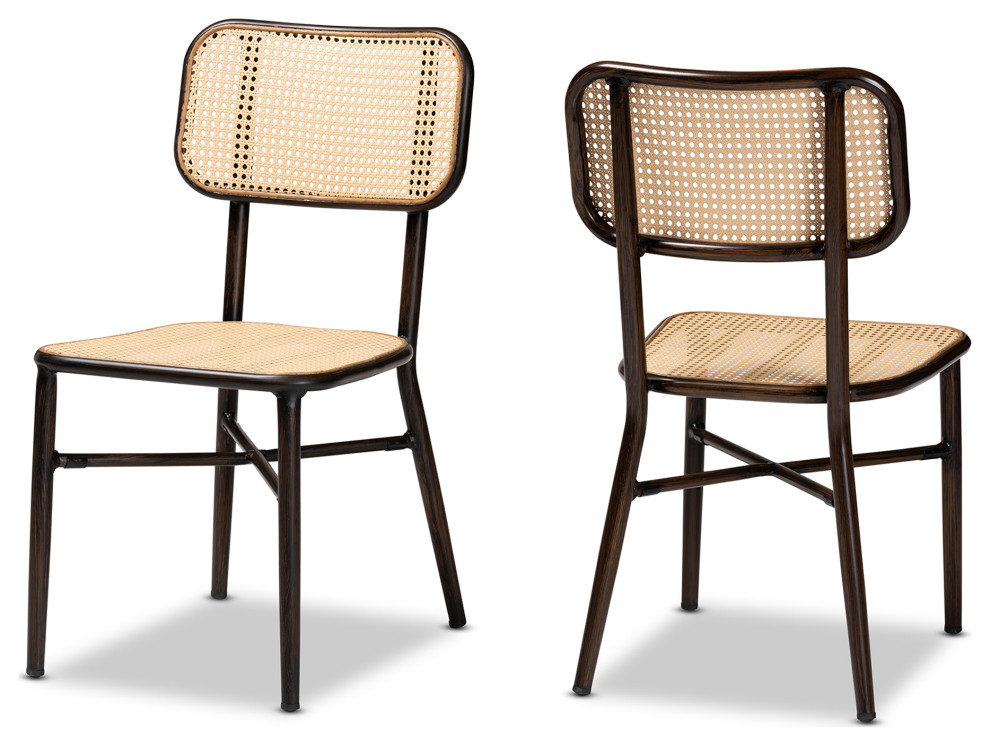 Lowenna Outdoor Dining Chair  Dark Brown/Natural Brown  Set of 2   Tropical   Outdoor Dining Chairs   by Baxton Studio  Houzz