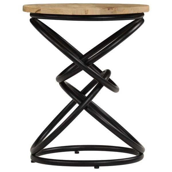 Wood Round Coffee Table Metal Frame Side Table