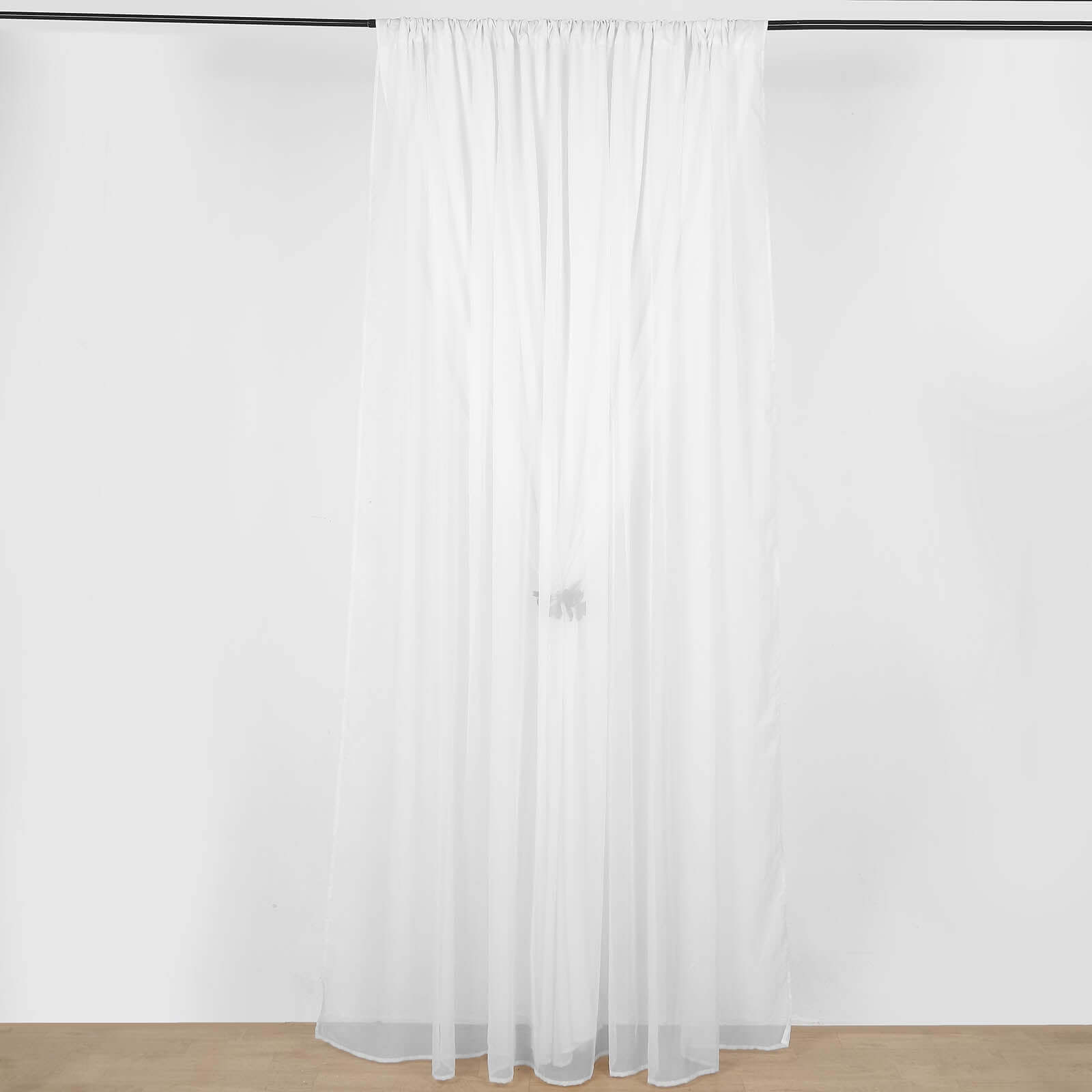 White Chiffon Polyester Backdrop Drape Curtain, Dual Layer Event Divider Panel with Rod Pockets - 10ftx10ft