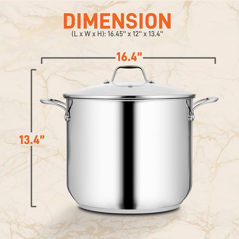 NutriChef Heavy Duty 19 Quart Stainless Steel Soup Stock Pot with Handles and Lid