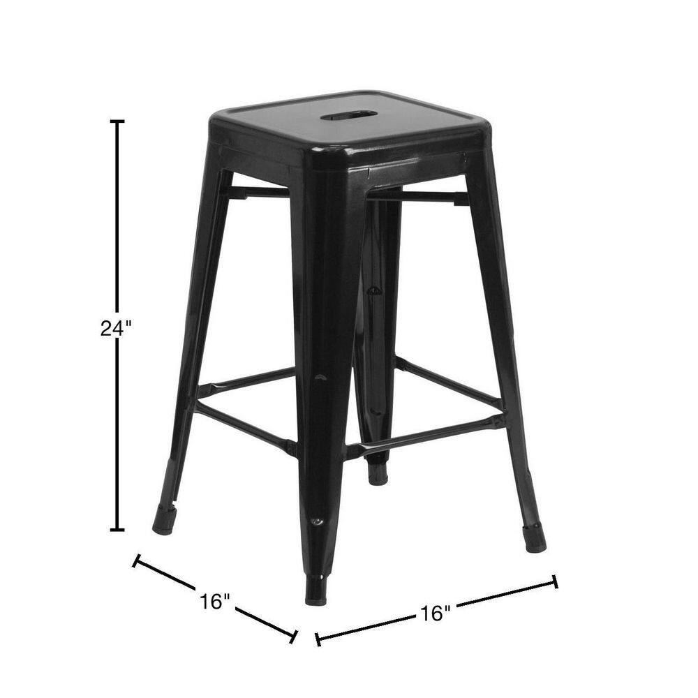 Flash Furniture 24 in. Black Metal Bar Stool CH3132024BK