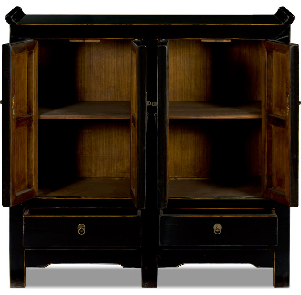 Distressed Black Elmwood Altar Style Ming Oriental Cabinet   Asian   Accent Chests And Cabinets   by China Furniture and Arts  Houzz