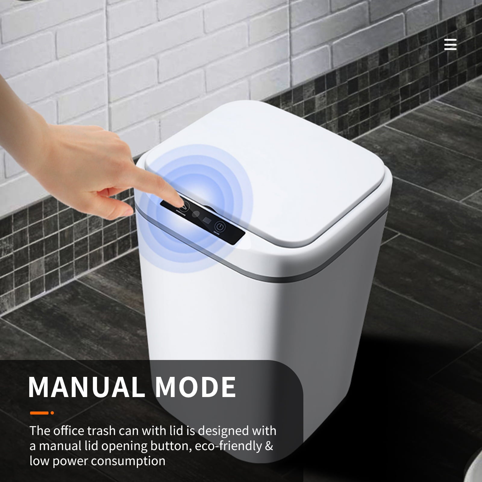 18L Touch-Free Trash Cans Smart Knock Induction Trash Bin Automatic Garbage Can Infrared Motion Sensor With Lid For Car Kitchen Bathroom Office Bedroom