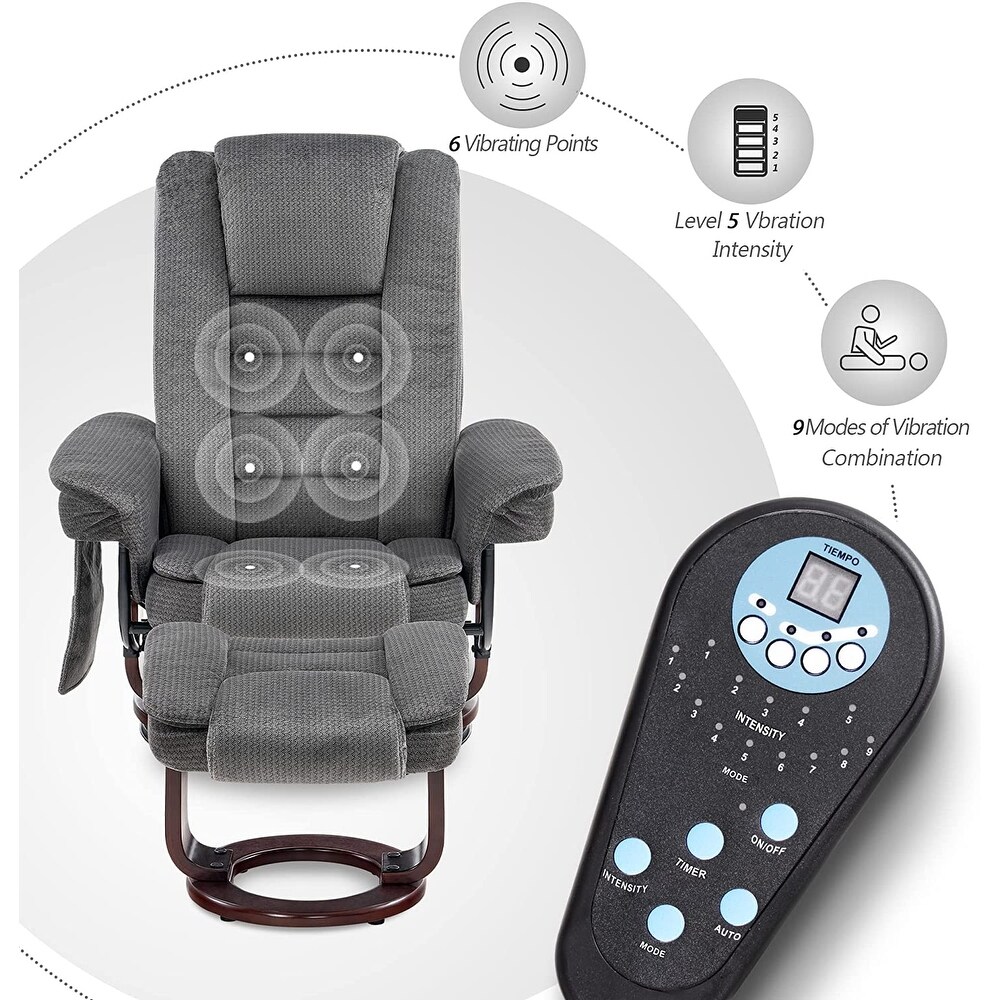 Mcombo Recliner Chair with Ottoman  Fabric Massage Swivel Chair 9099