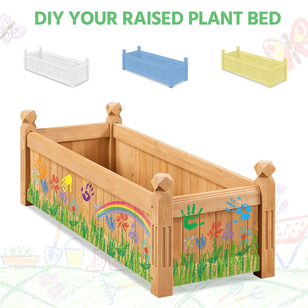 SmileMart Wooden Raised Garden Bed Planter Box for Patio/Yard/Greenhouse, Light Brown