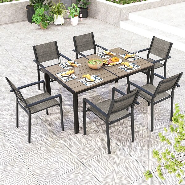 Gymax 59'' x 35'' Large Rectangle Outside Table w/ Metal Legs