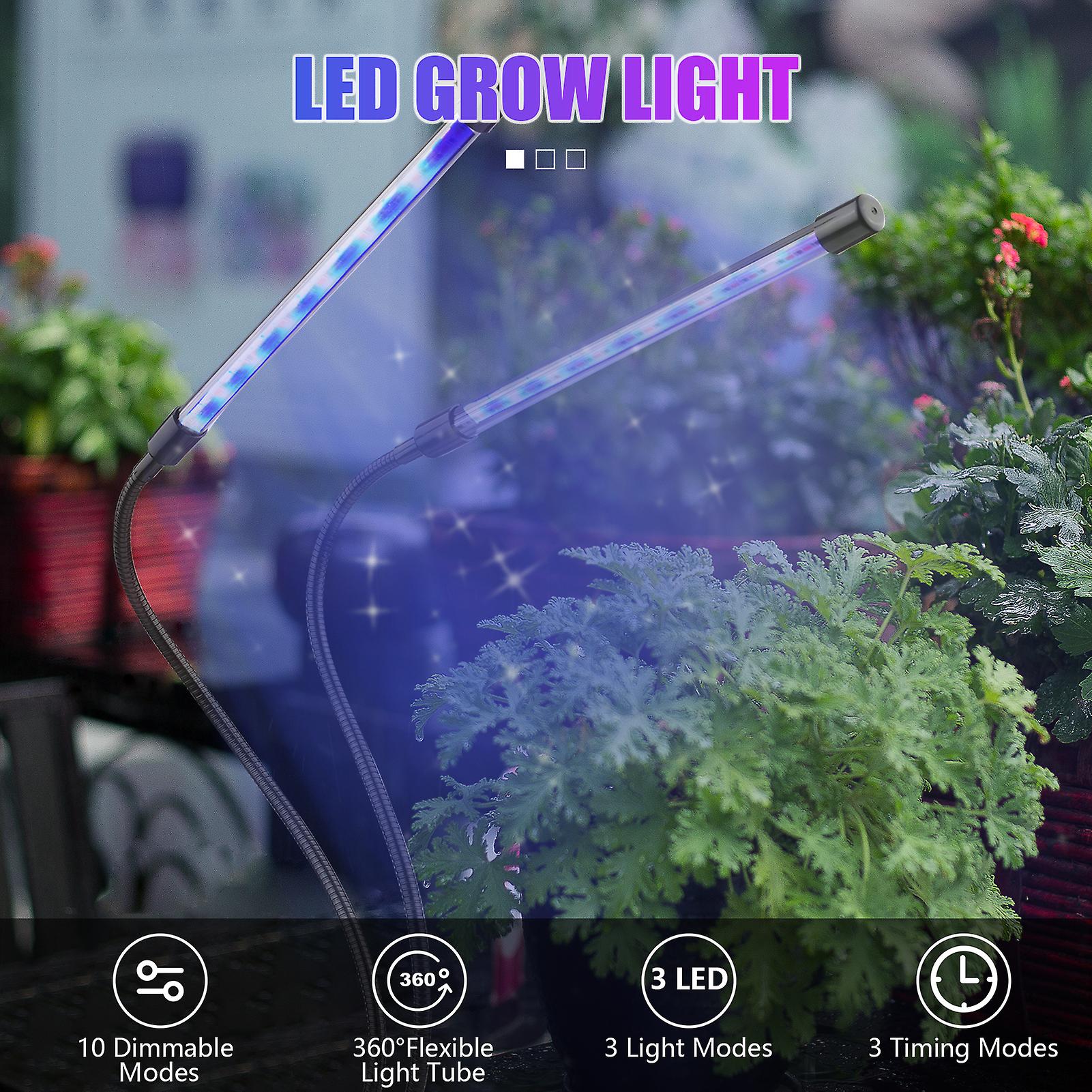 Black Grow Light For Indoor Plants 42 Leds Plant Growing Light 10 Dimmable Levels 3/9/12h Timer 3 Lighting Modes Compact Growth Lamp For Plants Flower