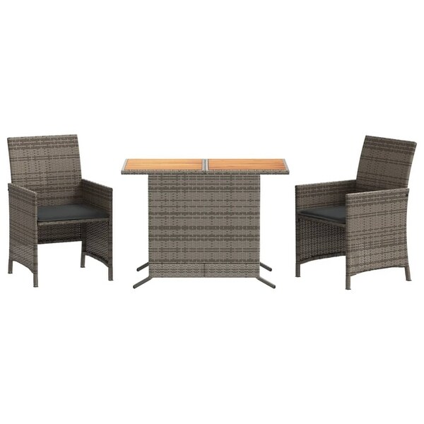 vidaXL 3 Piece Bistro Set with Cushions Poly Rattan