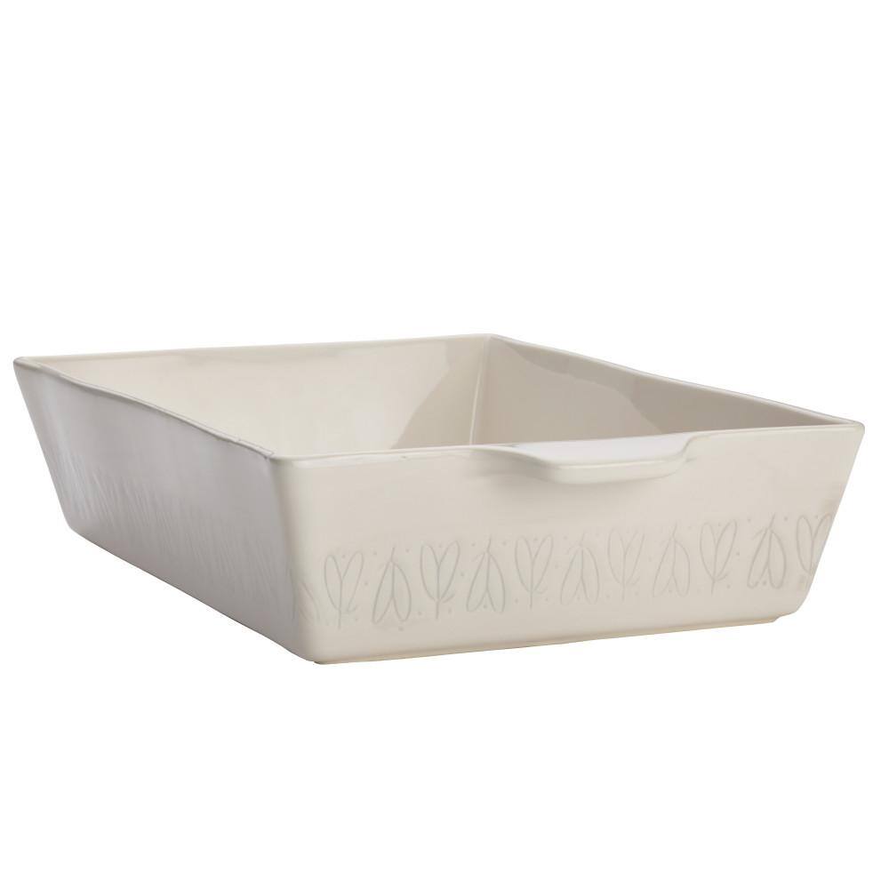 Ayesha Curry Home Collection 9 in. x 13 in. French Vanilla Ceramic Rectangular Baker 46942