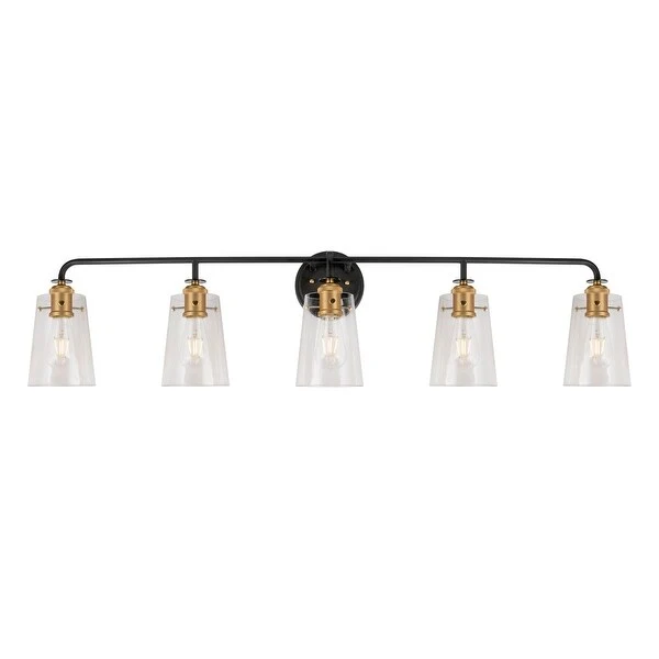 Ronna 5-Light Black and Soft Gold Bath Light with Clear Glass - Black and Soft Gold