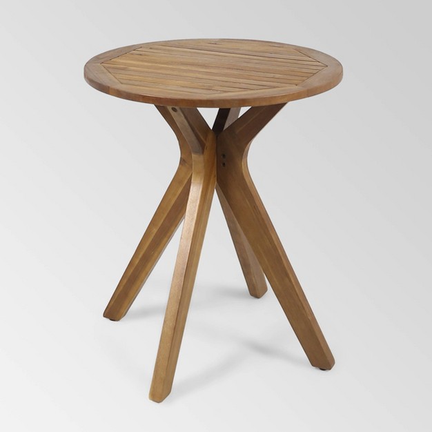 Stamford Round Acacia Wood Bistro Table With X Legs Teak Christopher Knight Home