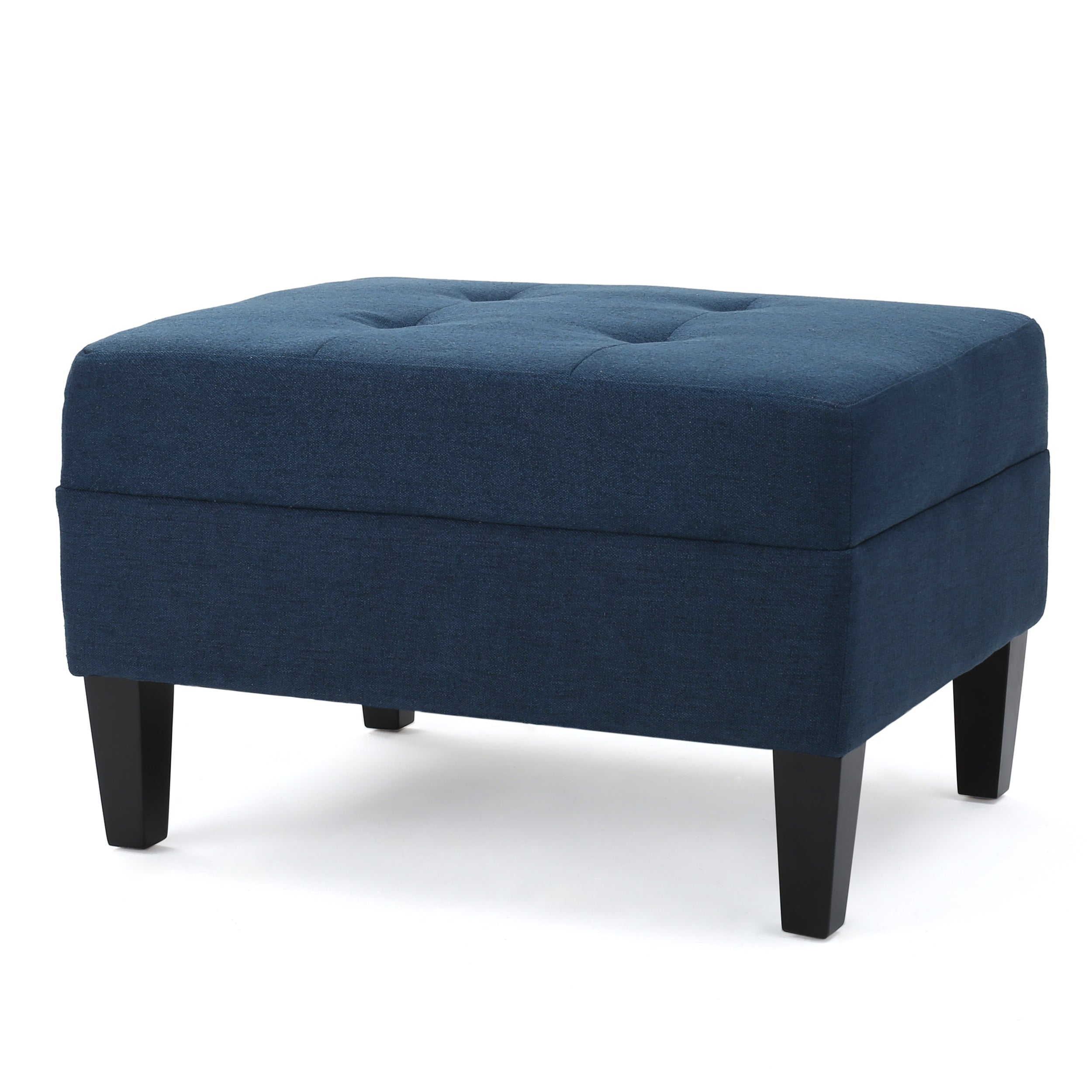 GDF Studio Bridger Fabric Sectional Couch with Ottoman, Dark Blue