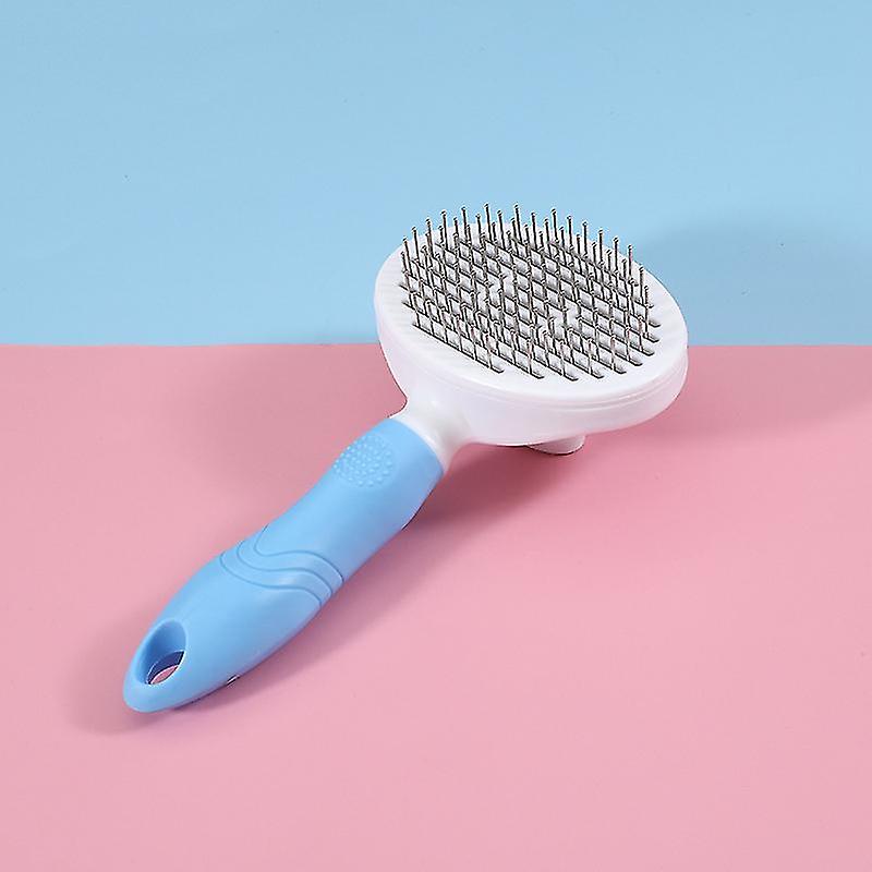 Miman Self Cleaning Slicker Brush For Dog And Cat Removes Hair Massages Pet Comb Blue