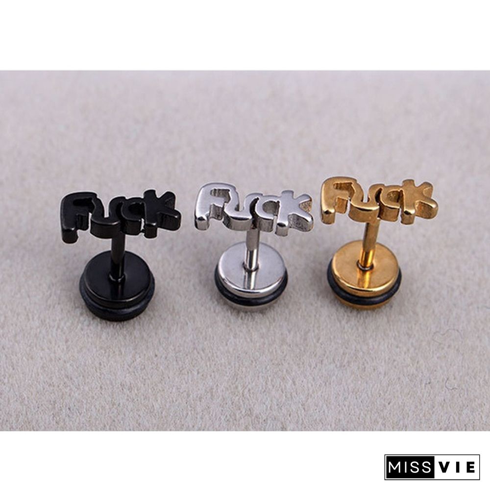 3 styles 2pc Unisex Fashion Stainless Steel Letter Ear Stud Earrings Women Men Accessories Piercing Jewelry