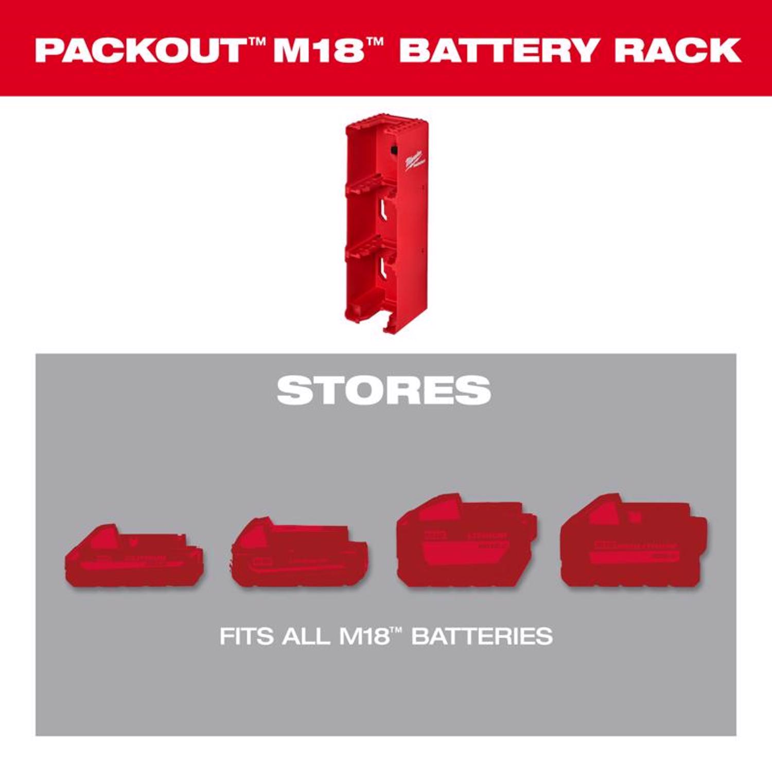 Milwaukee Packout Shop Storage M18 4 in. W X 12.75 in. H Garage Organizer Battery Rack