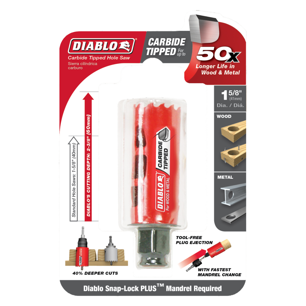 Diablo Tools 1-5/8 (41mm) Carbide-Tip Wood and Metal Holesaw