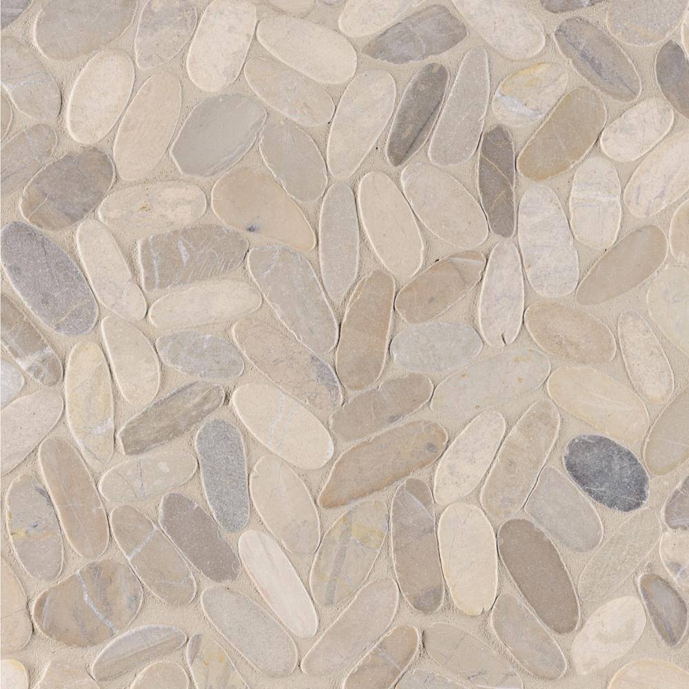 MSI Sliced Pebble Truffle 12 in. x 12 in. Textured Marble Floor and Wall Mosaic Tile (1 sq. ft.Each) PEB-TRUFFLE