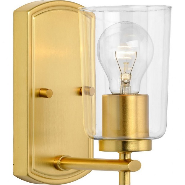 Progress Lighting Adley 1 light Bath Wall Light Satin Brass Clear Glass Shade