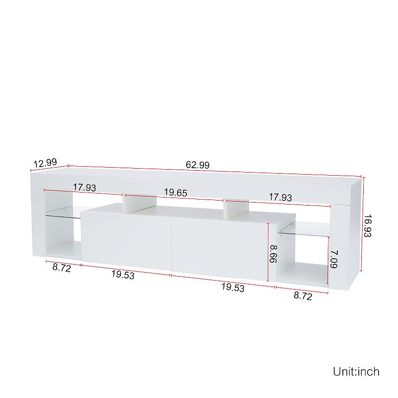 FC Design FURNITURE and RUGS TV Stand 160 LED Wall Mounted Floating 63 TV Stand