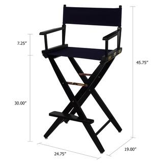 American Trails 30 in. Extra-Wide Black Wood FrameNavy Canvas Seat Folding Directors Chair 206-32032-10