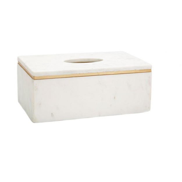 Classic Touch White Decorative Tissue Holder Gold Rim Design