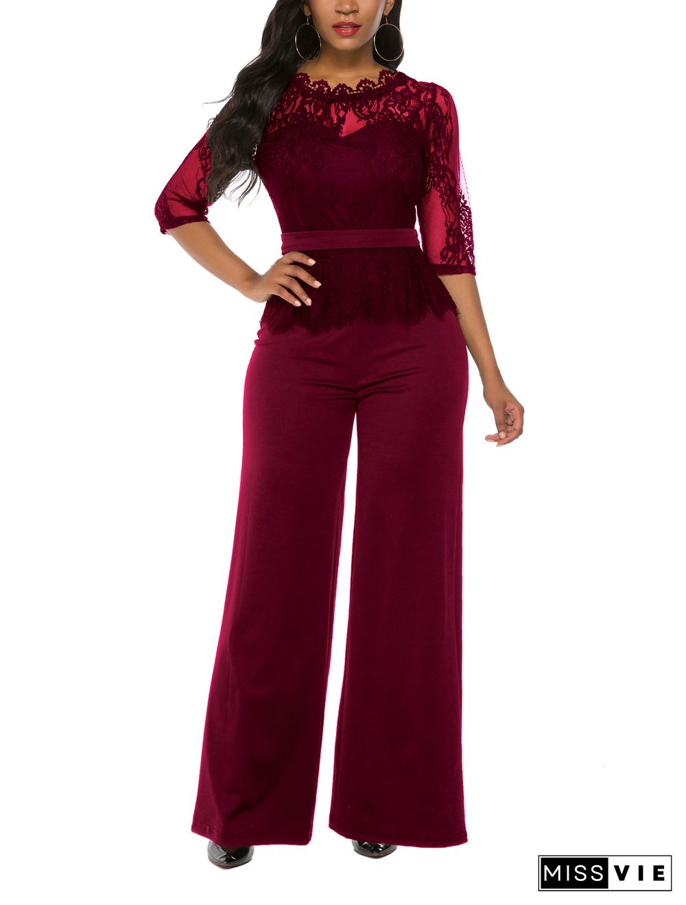 Lace Wide Leg Jumpsuit Pants