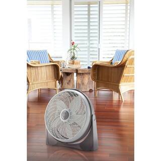 Lasko Cyclone Power Circulator 20 in. 3 Speed Beige Floor Fan with Adjustable Fan Head Auto Timer and Remote Control 3542