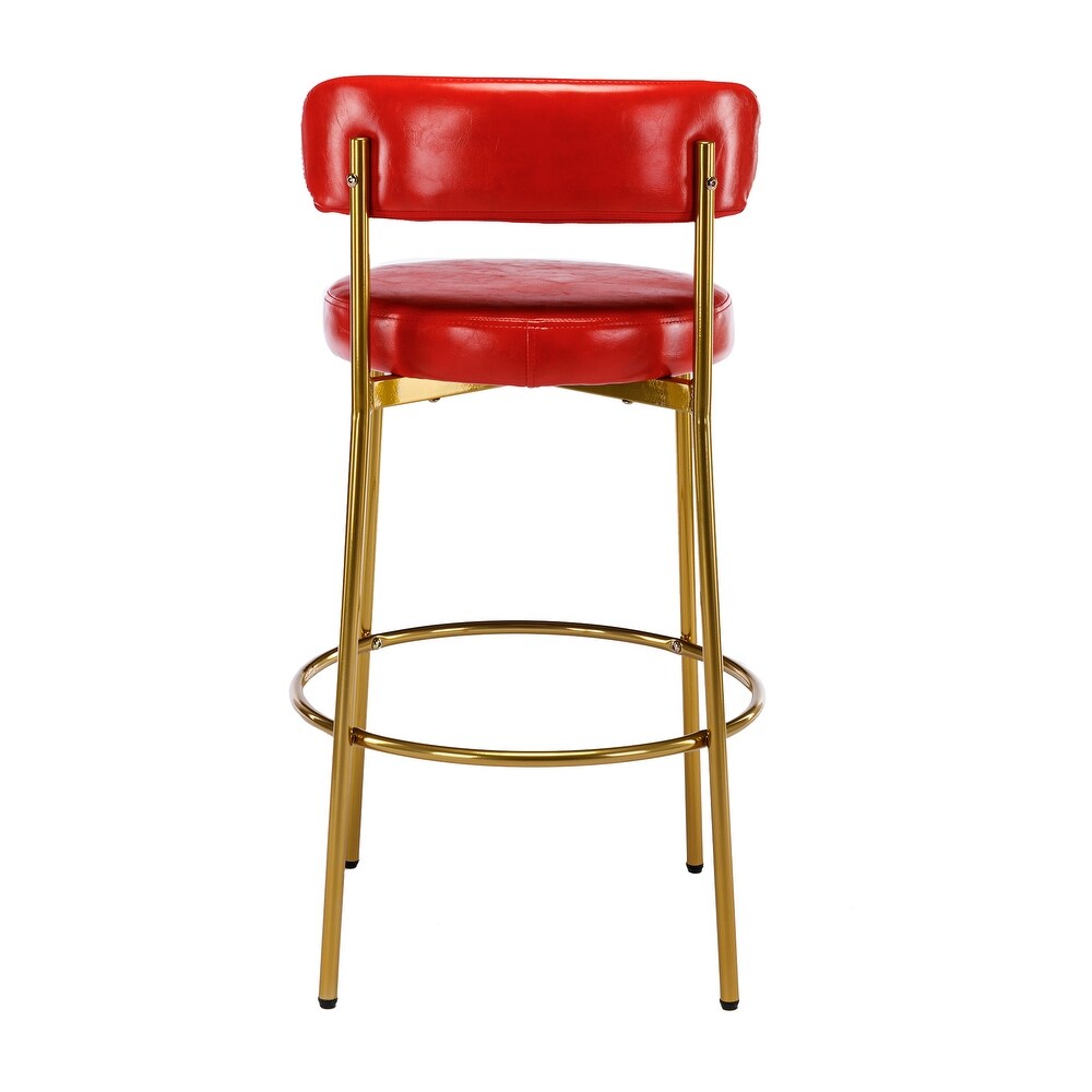 2 industrial armless bar stools with backrest and footstool