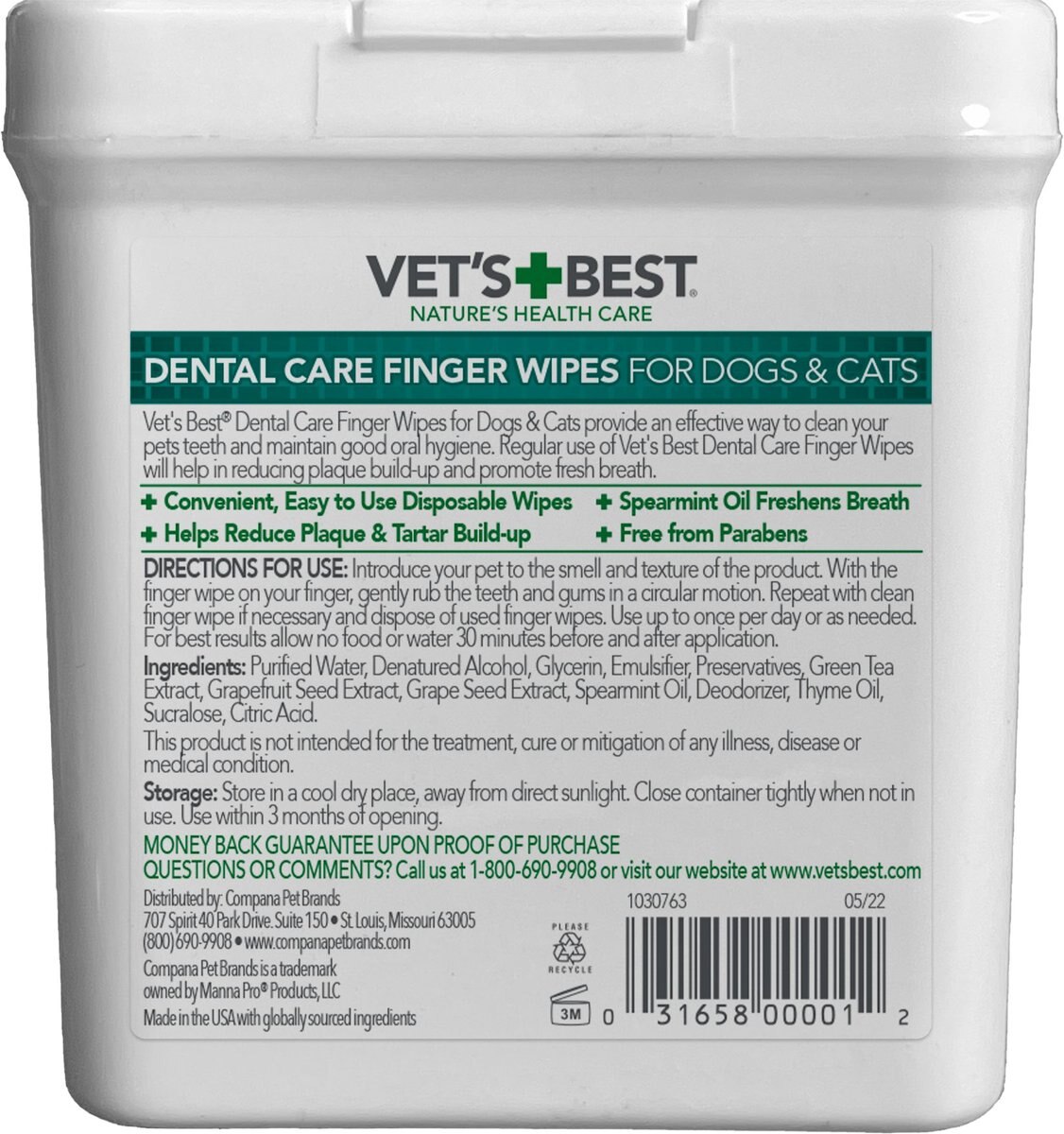 Vet's Best Dental Care Finger Wipes Dog and Cat Dental Wipes