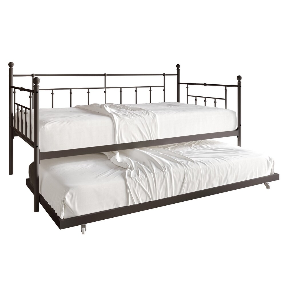 CraftPorch Classic Victorian Metal Twin Daybed with Trundle