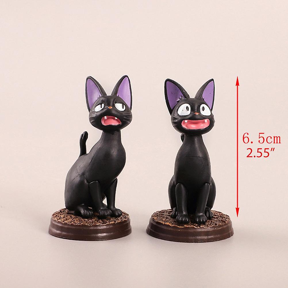 6pcs/set Black Cat Anime Figures Ornaments Animal Dolls Micro Landscape Decoration Desktop Model for Miniature Fairy Garden and Home Decoration