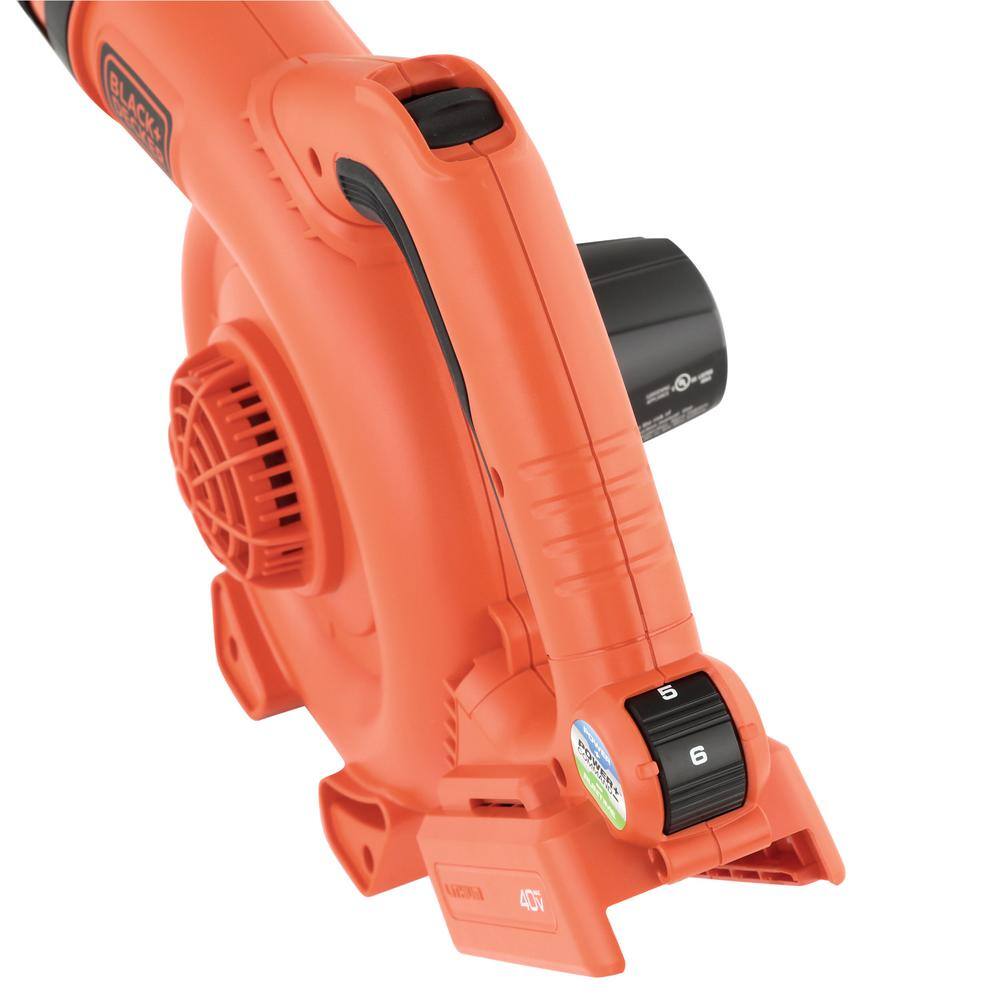 BLACK+DECKER 40V MAX 120 MPH 90 CFM Cordless Battery Powered Handheld Leaf Blower (Tool Only) LSW36B