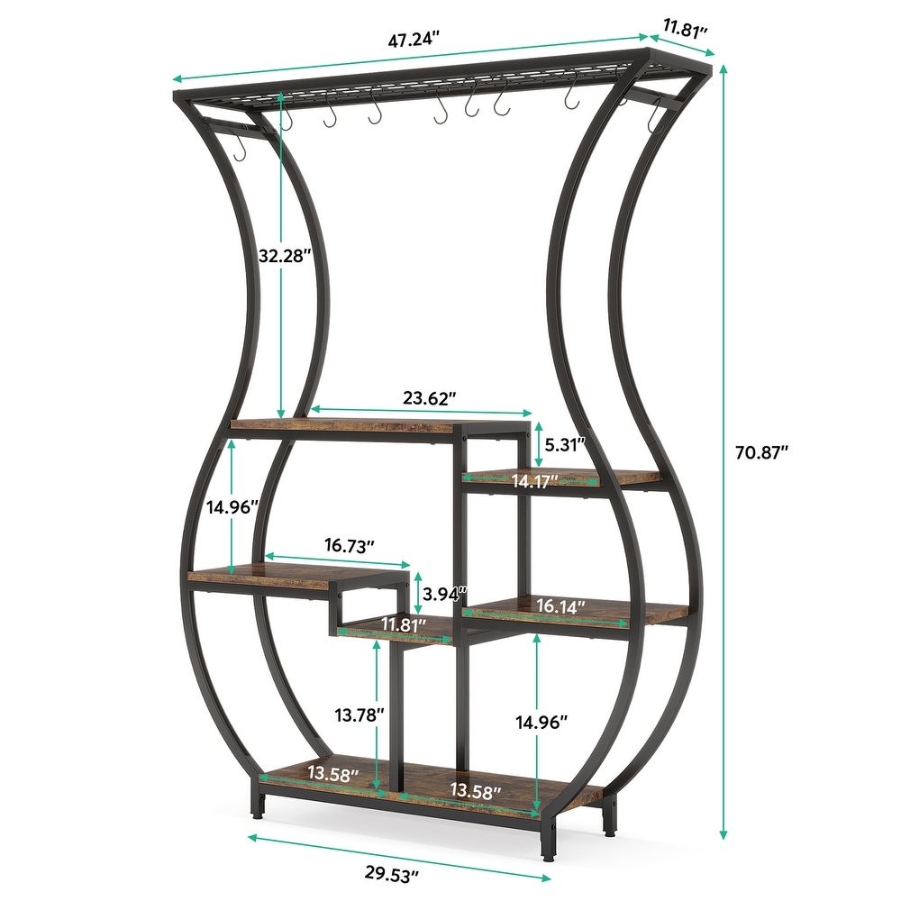 70.9 Inch Tall Plant Stand with 10 Hanging Hooks  6 Tier Plant Shelf for Living Room  Balcony