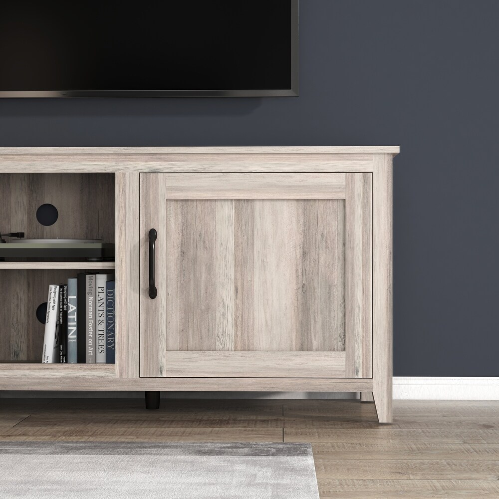 TV Stand Storage Media Console Entertainment Center With Two Doors for Living Room  Grey Walnut