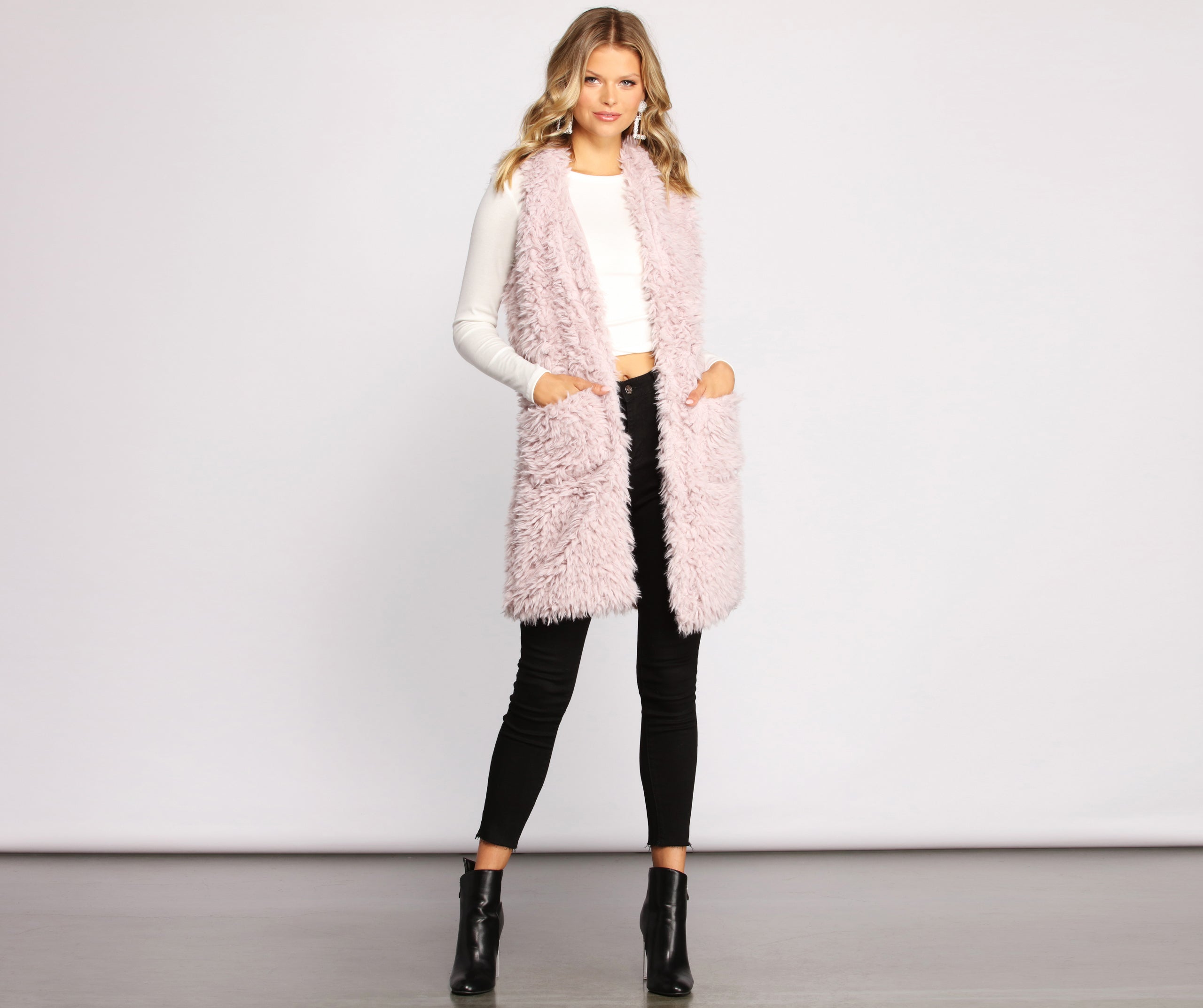 Major Fashionista Long-Line Faux Fur Vest