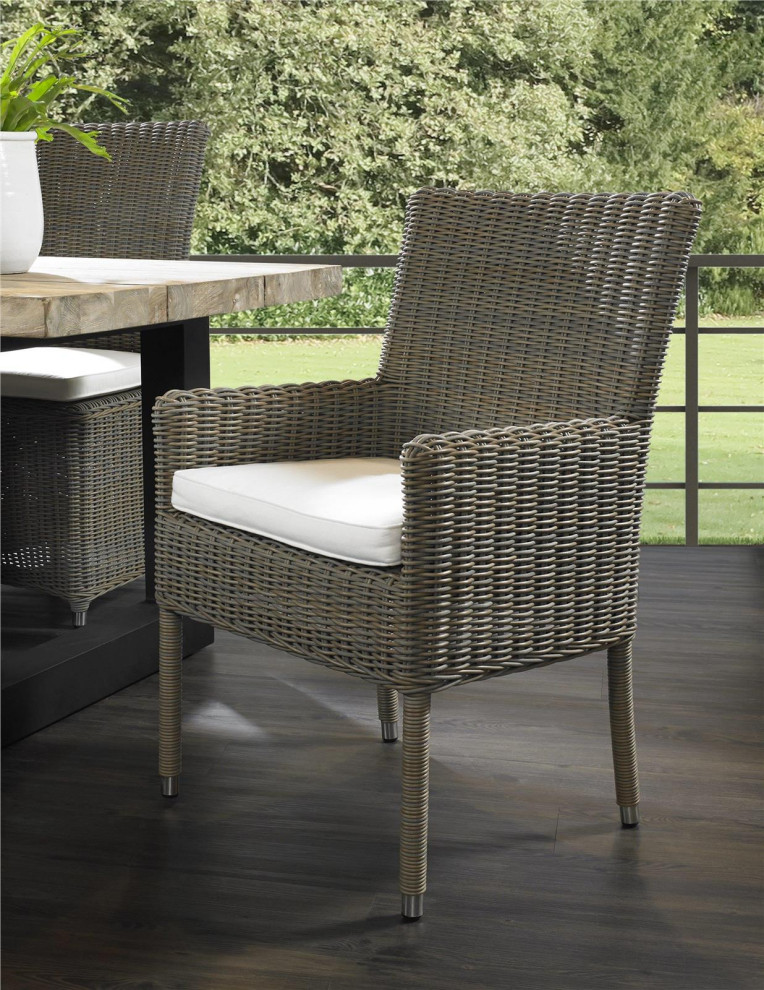 Dining Arm Chair PADMAS PLANTATION BOCA Aluminum Kubu Wicker Rattan   Tropical   Dining Chairs   by EuroLuxHome  Houzz