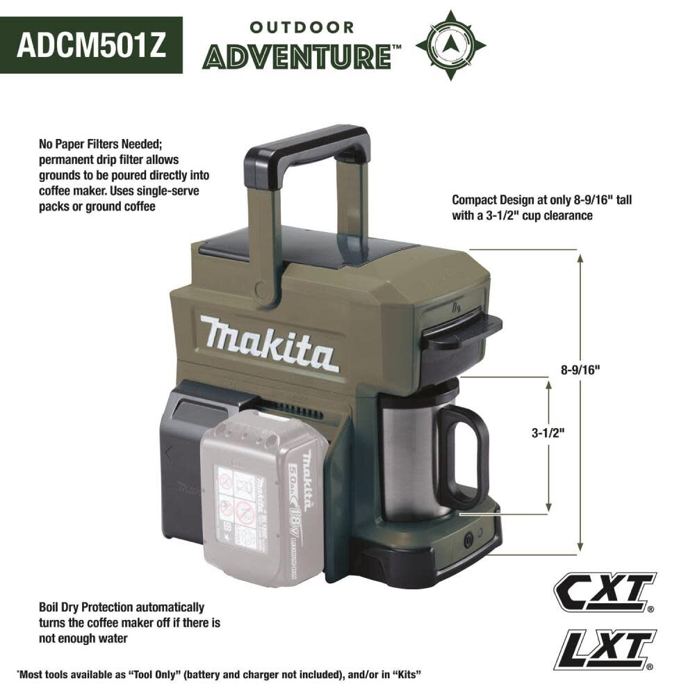 Makita Outdoor Adventure 18V LXT Coffee Maker ADCM501Z from Makita