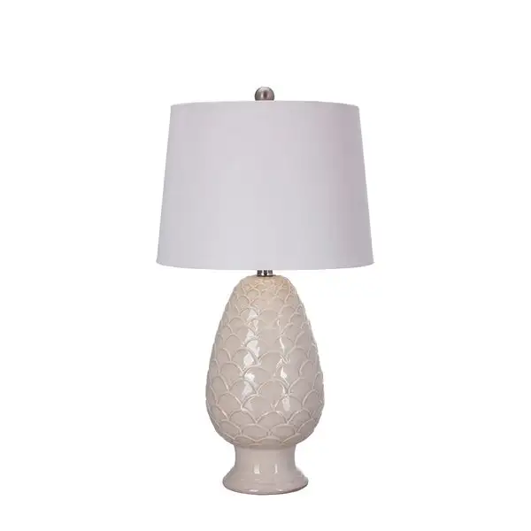 Fangio Lightings 8828 27 inch White Ceramic Table Lamp with Ripples