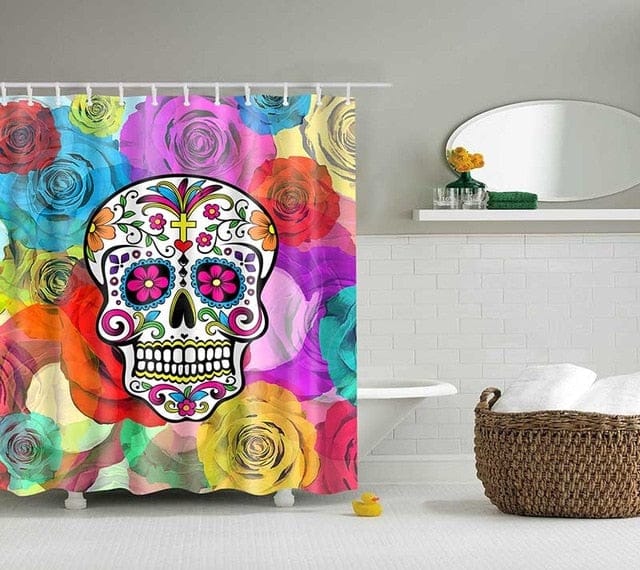 Skull Design Custom Waterproof Bathroom Curtain