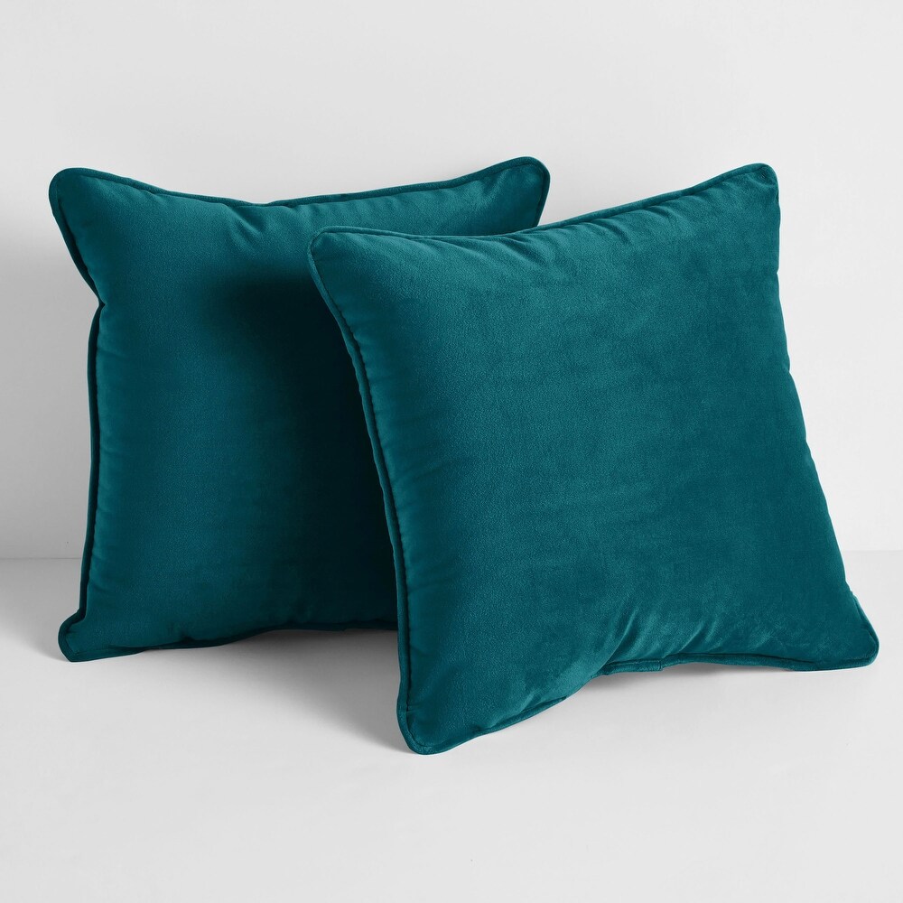 Sorra Home Solid Velvet Indoor Corded Pillow Set of 2